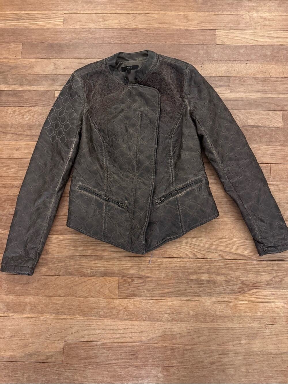 A.B.S. by Allen Schwartz Women's Brown Quilted Faux Leather Moto Jacket |S
b20